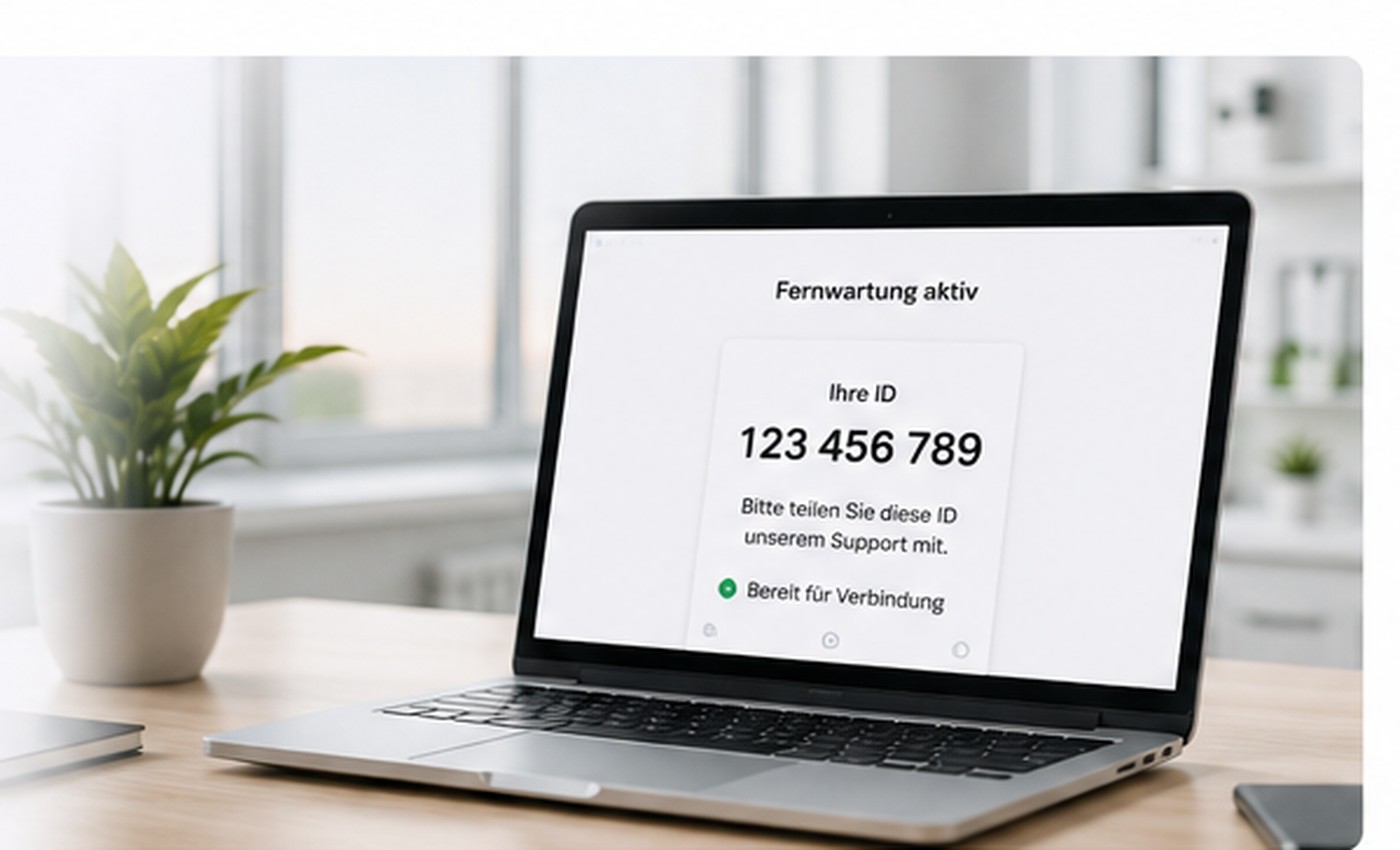 Beispiel einer Fernwartungssitzung am Notebook